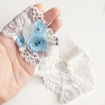 Ivory and blue lace garter for wedding